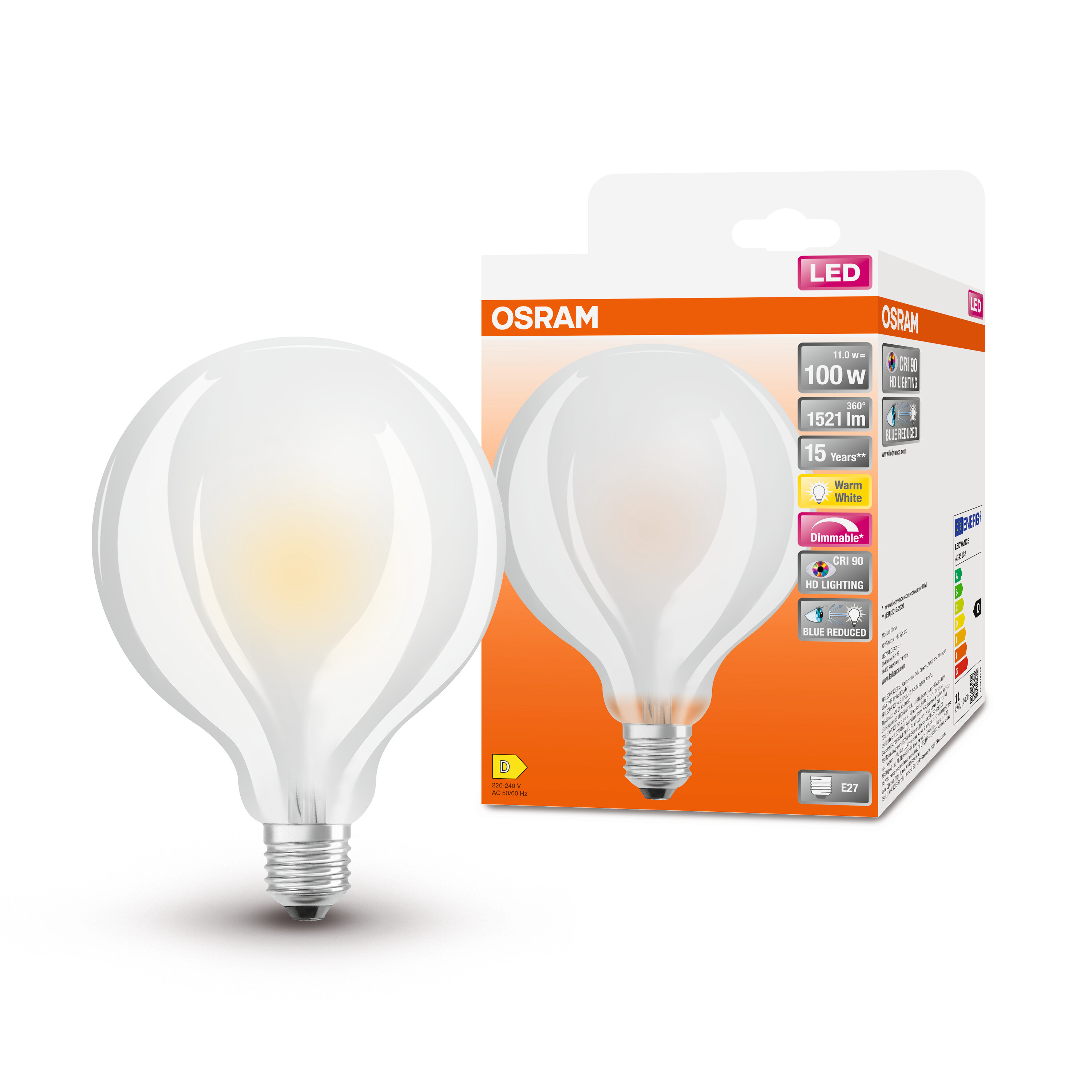 4058075602991 LEDVANCE LED Superstar Plus Classic E27 LED Bulbs, Warm White, Ball shape