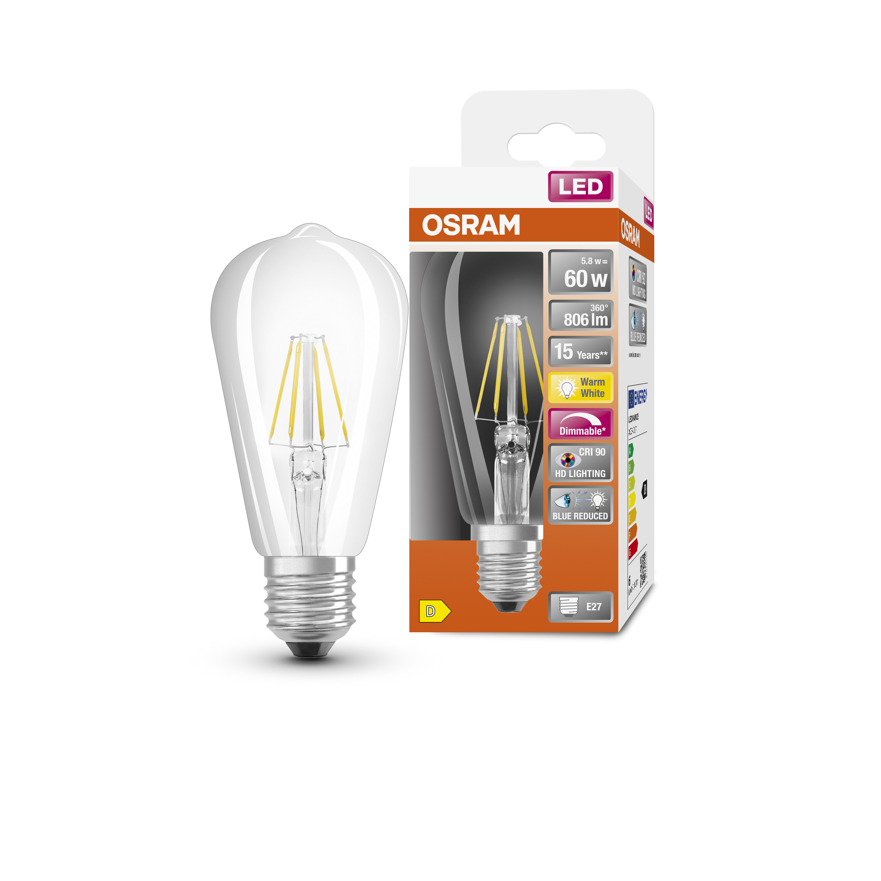 4058075603035 LEDVANCE LED Superstar Plus Classic E27 LED Bulbs, Warm White, Bulb shape