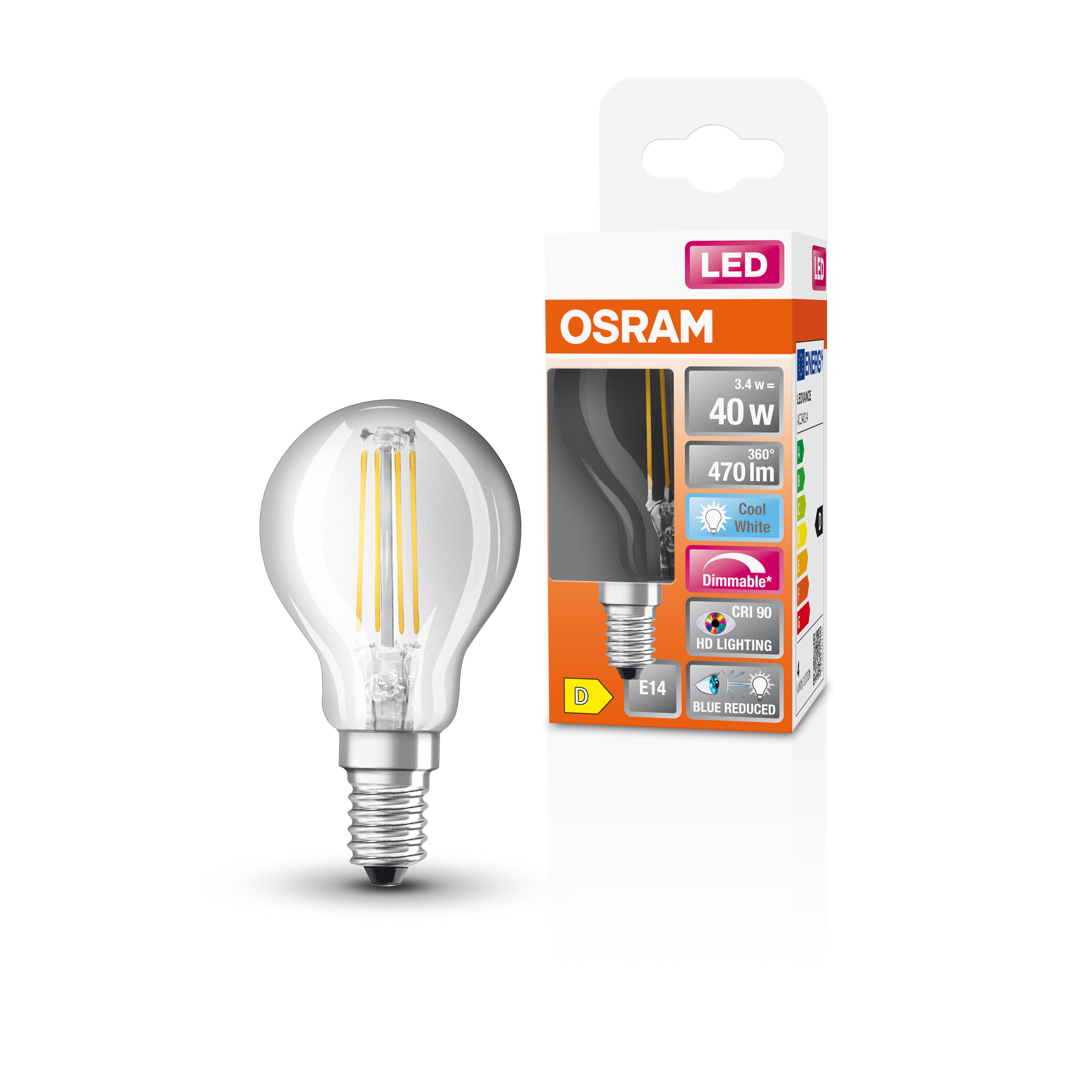 4058075603172 LEDVANCE LED Superstar Plus Classic E14 LED Bulbs 3.4 W(40 W), 4000k, Cool White, Pear shape