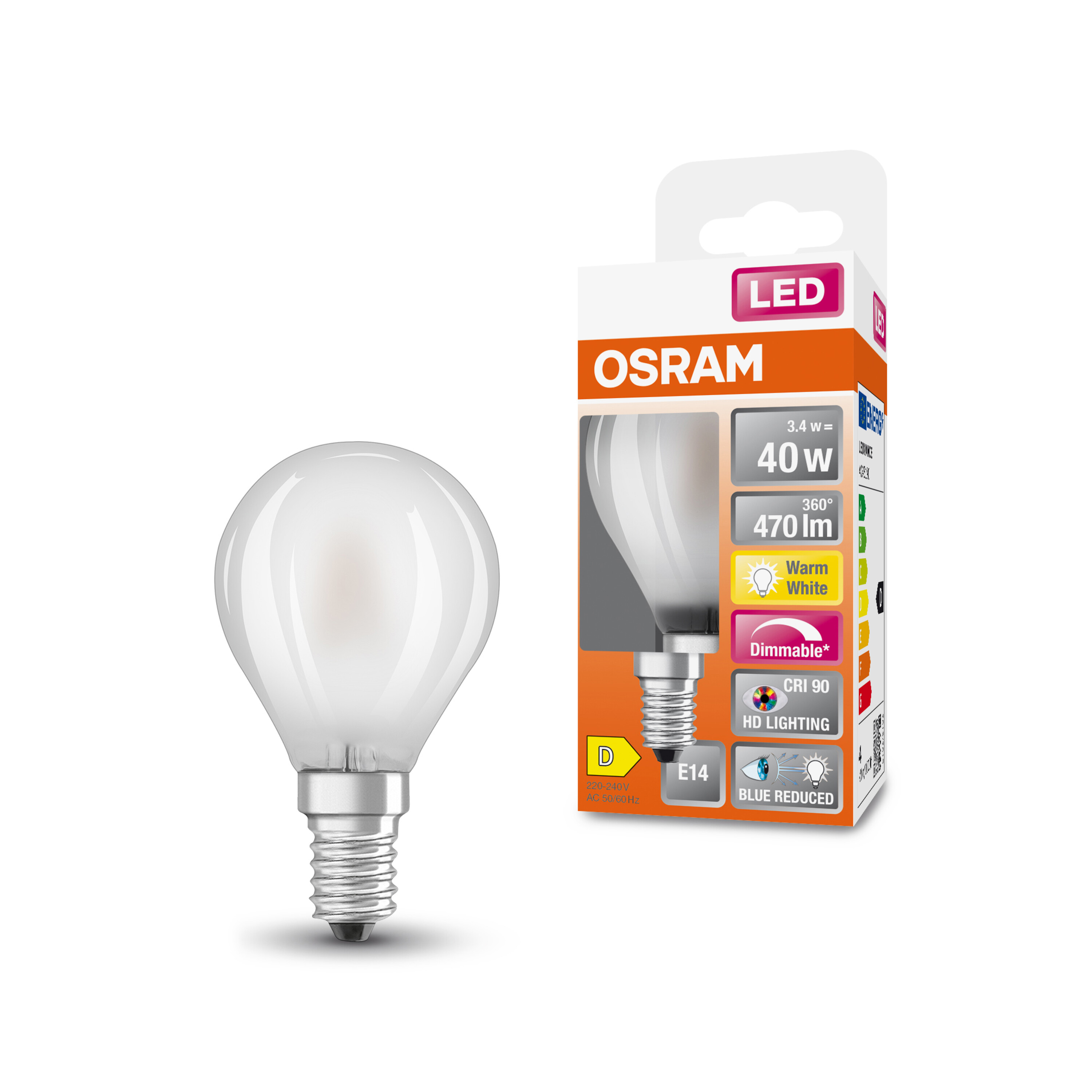 4058075603196 LEDVANCE LED Superstar Plus Classic E14 LED Bulbs 5.8 W(40 W), 2700k, Warm White, Mini Ball shape
