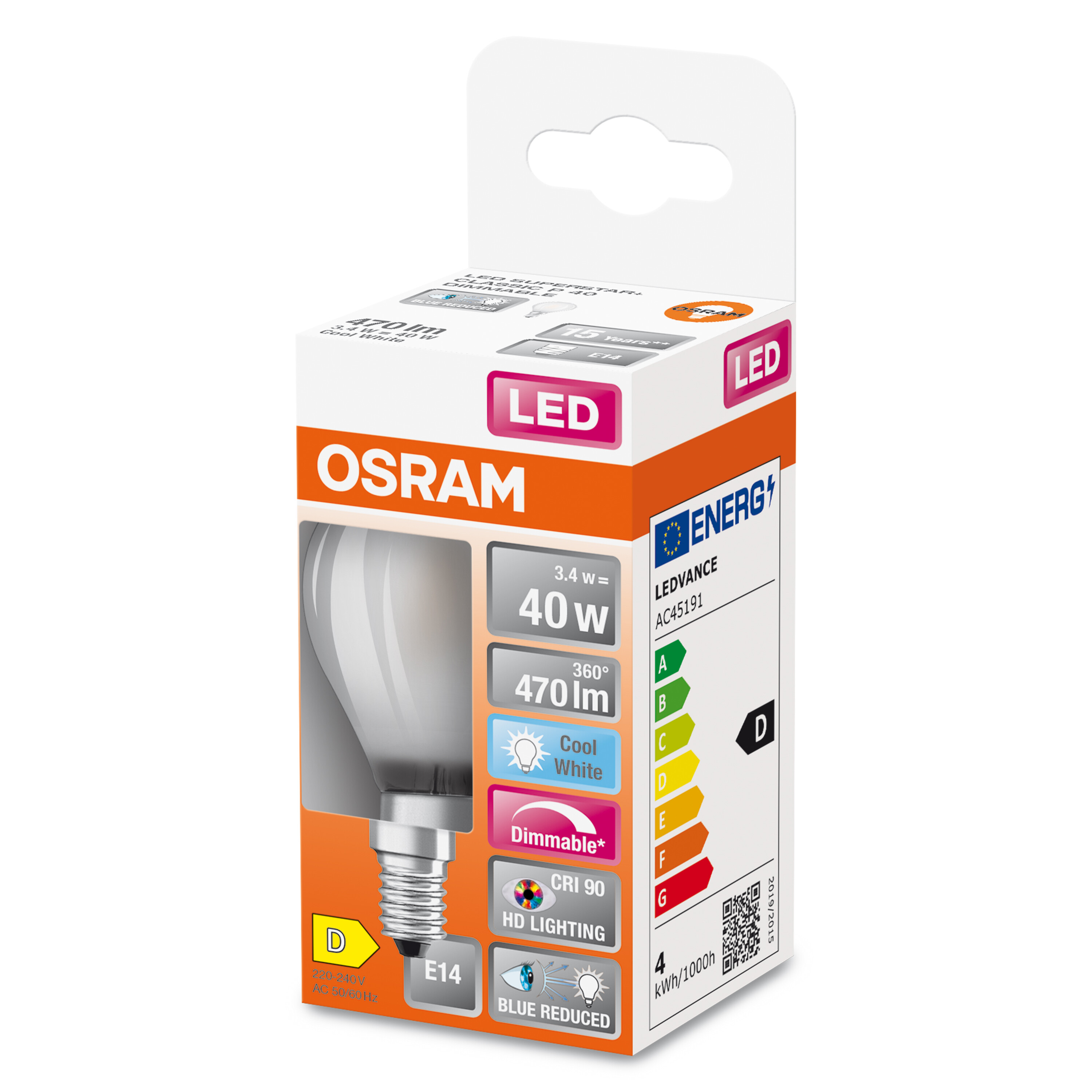 4058075603219 LEDVANCE LED Superstar Plus Classic E14 LED Bulbs, Cool White, Pear shape