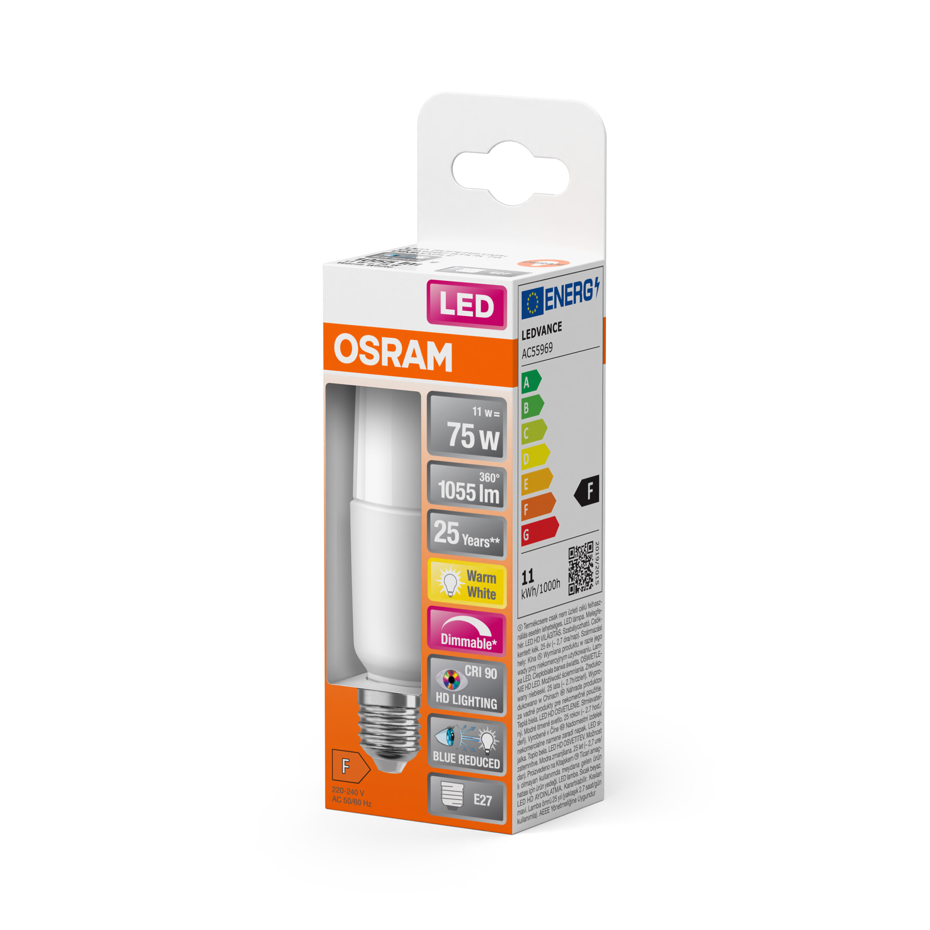 4058075611542 LEDVANCE LED Superstar Plus Classic E27 LED Bulbs, Warm White, Capsule shape