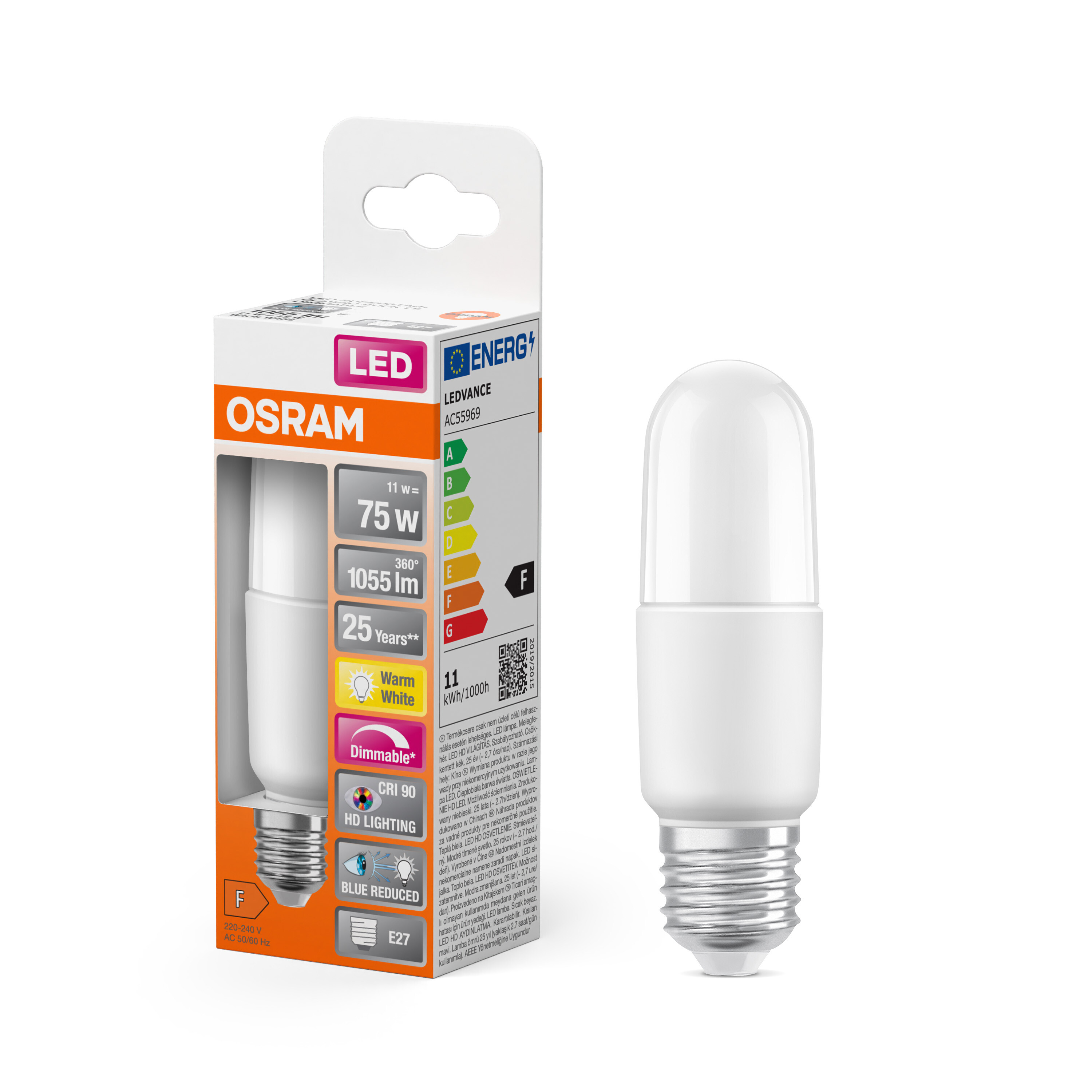 4058075611542 LEDVANCE LED Superstar Plus Classic E27 LED Bulbs, Warm White, Capsule shape