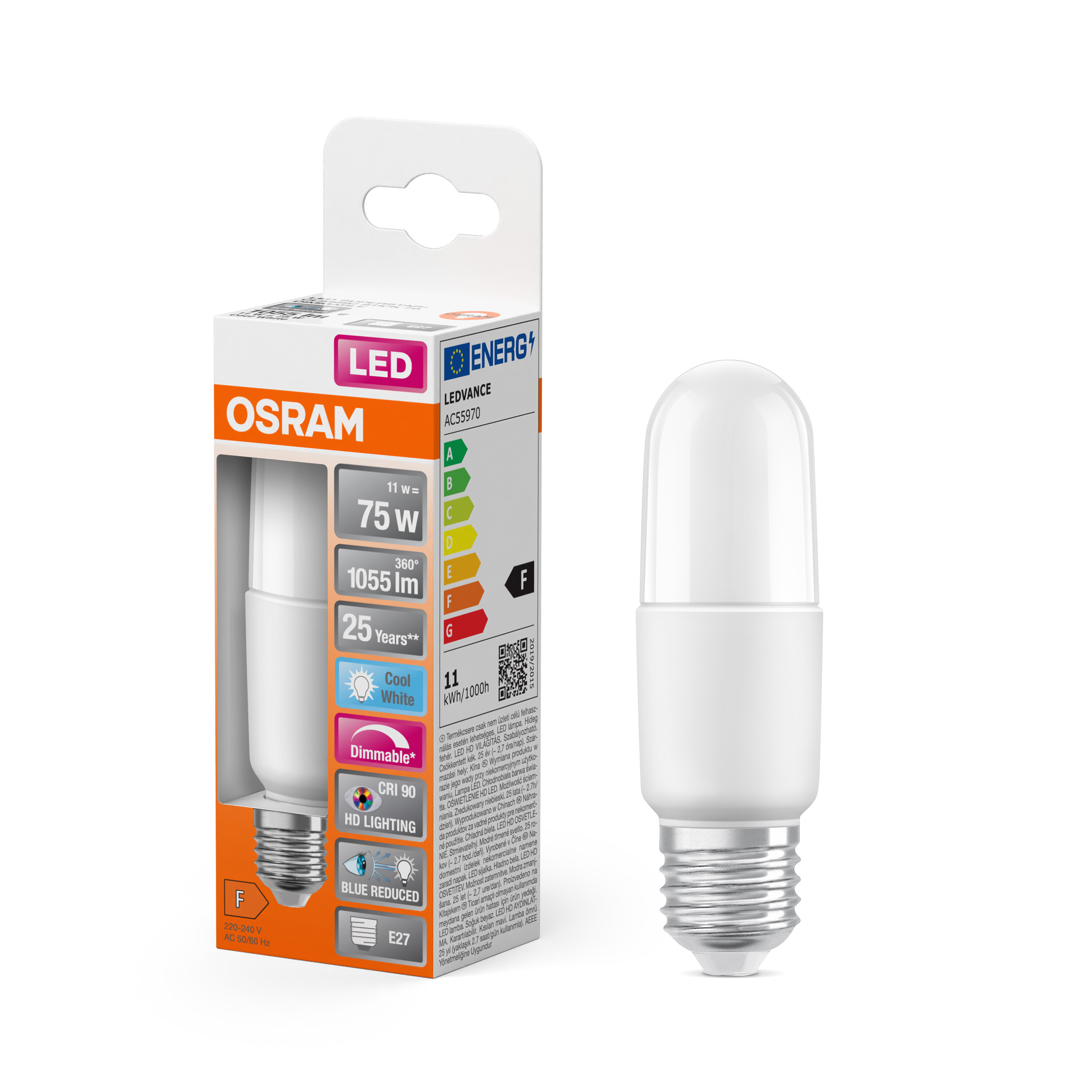 4058075611566 LEDVANCE LED Superstar Plus Classic E27 LED Bulbs, Cool White, Capsule shape