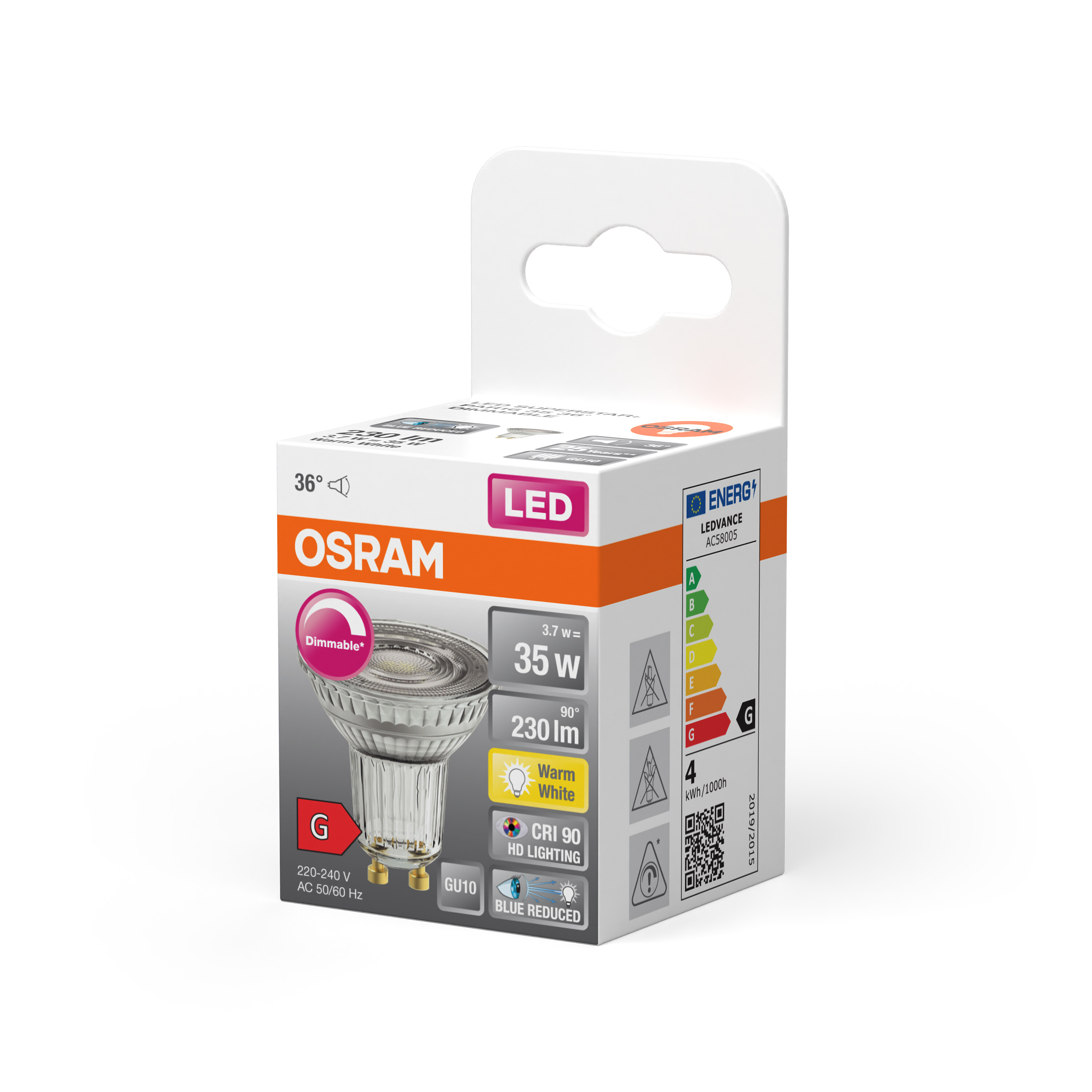 4058075613041 LEDVANCE LED SUPERSTAR PLUS GU10 LED Bulbs, Warm White, PAR 16 shape