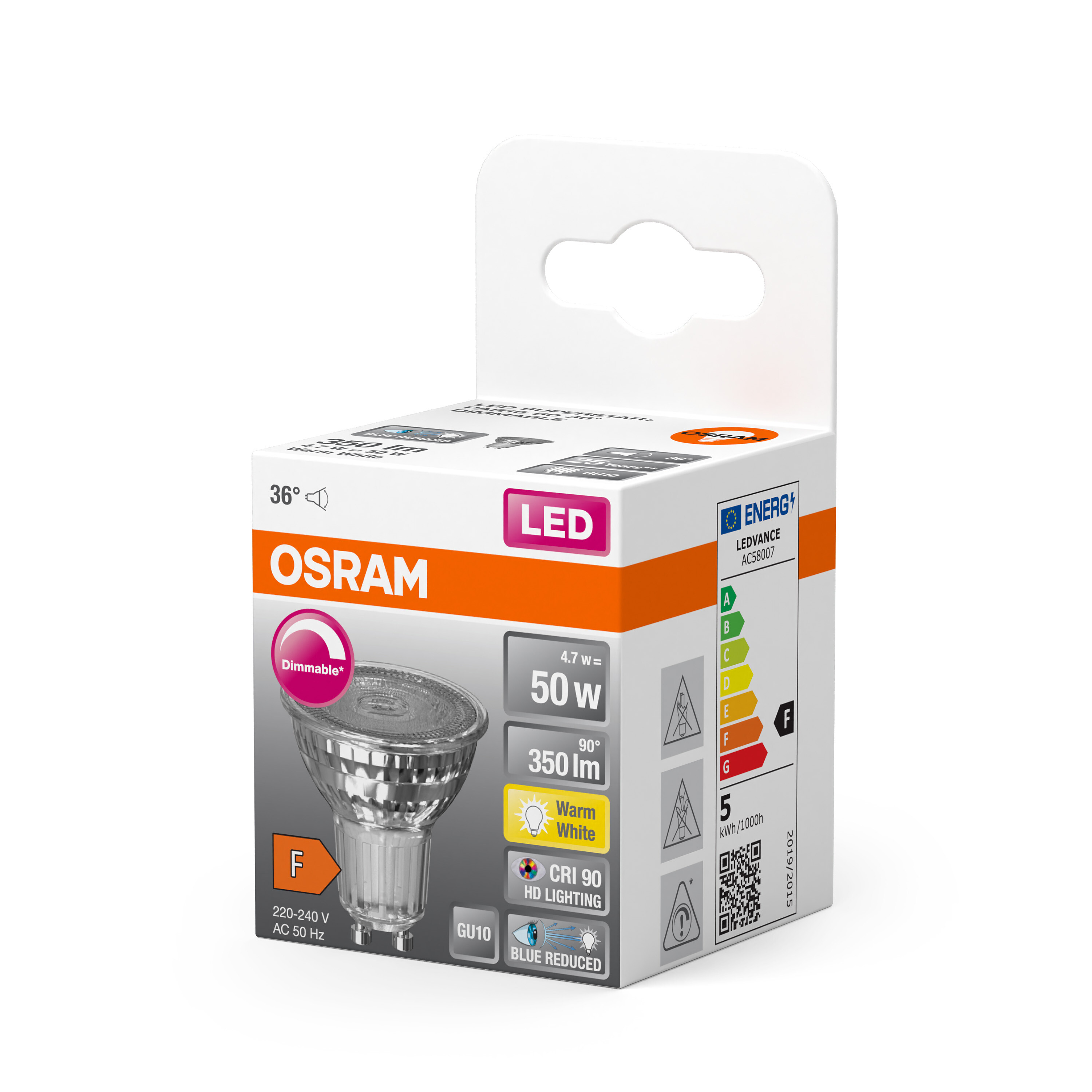 4058075613089 LEDVANCE LED SUPERSTAR PLUS GU10 LED Bulbs, Warm White, PAR 16 shape