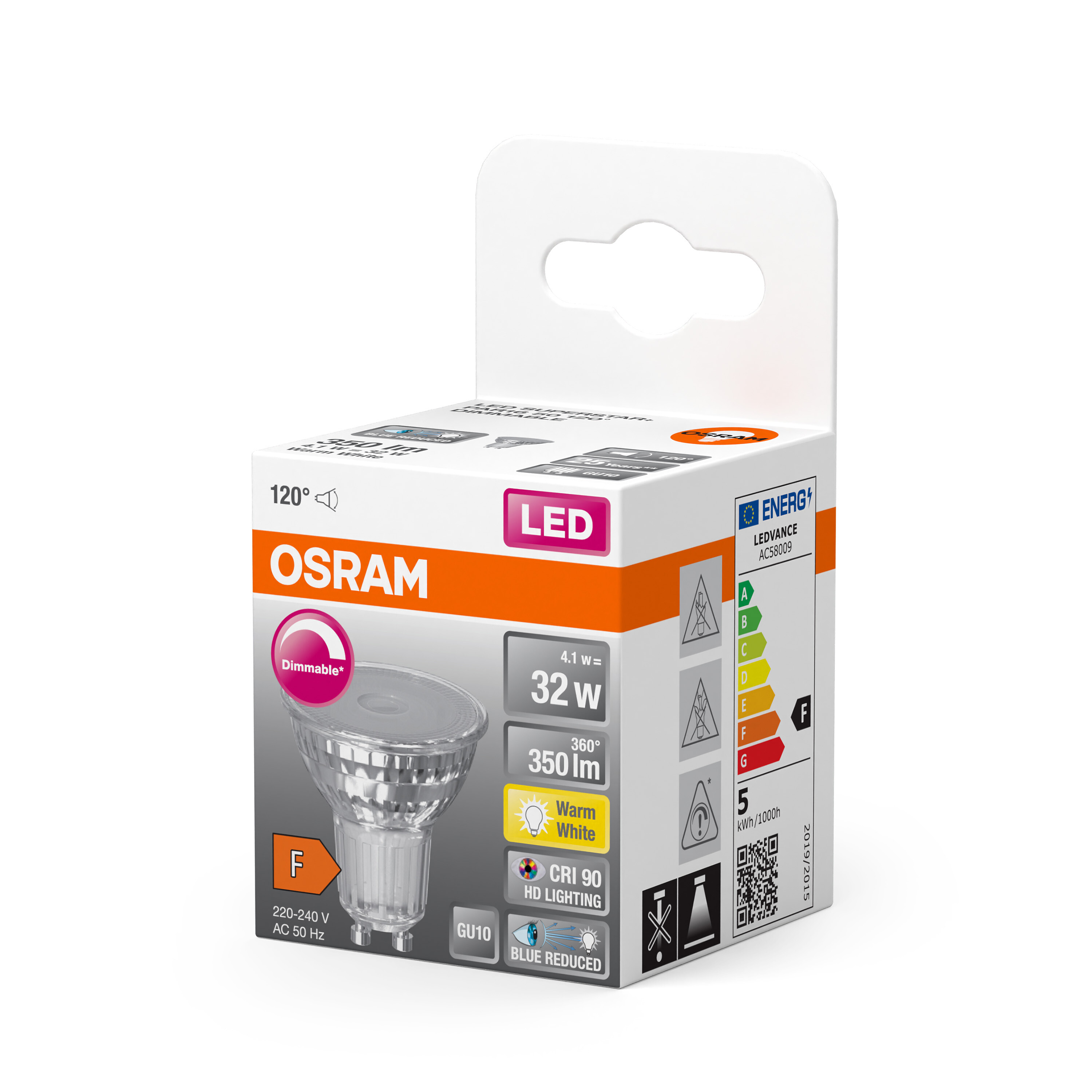 4058075613126 LEDVANCE LED SUPERSTAR PLUS GU10 LED Bulbs, Warm White, PAR 16 shape