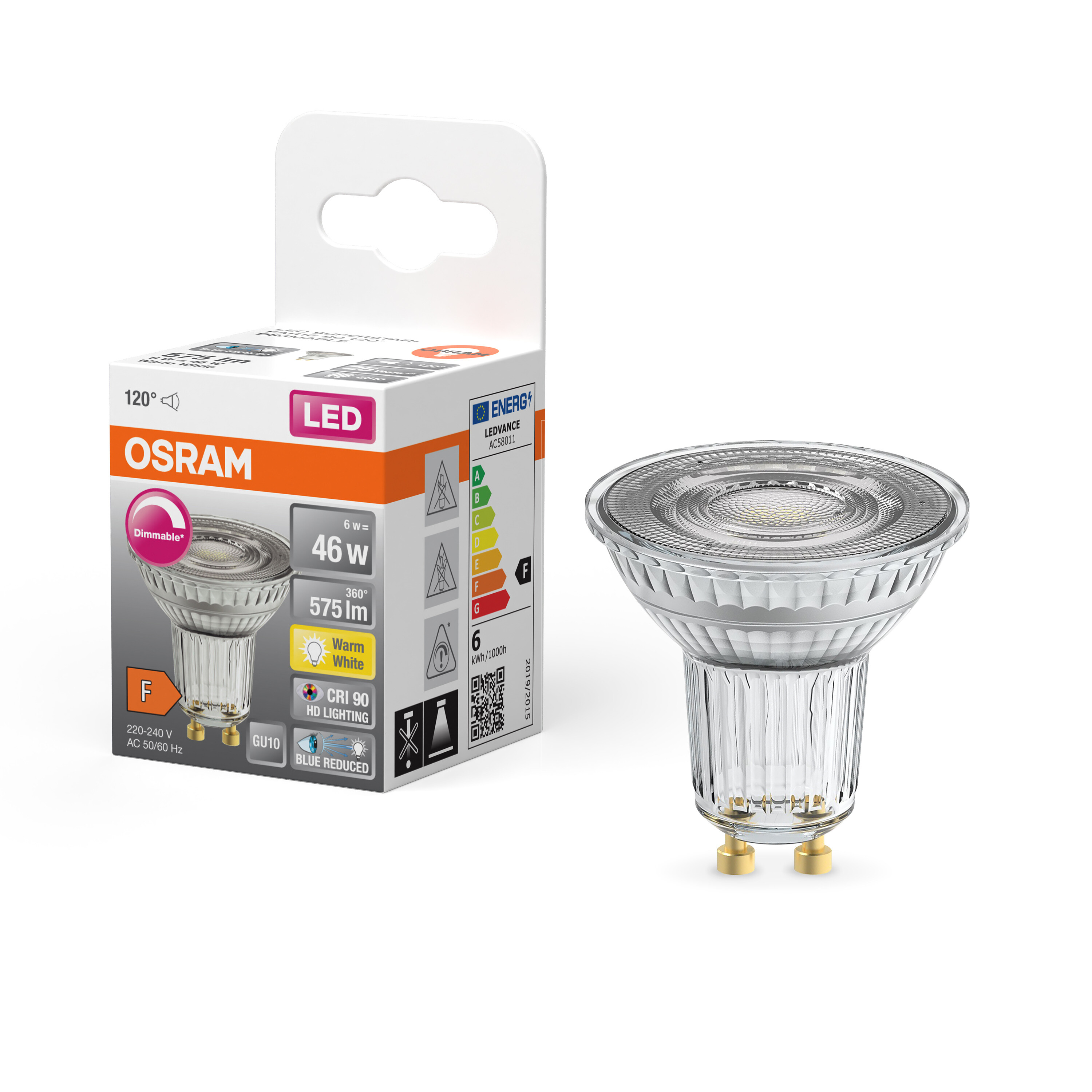4058075613164 LEDVANCE LED SUPERSTAR PLUS GU10 LED Bulbs, Warm White, PAR 16 shape