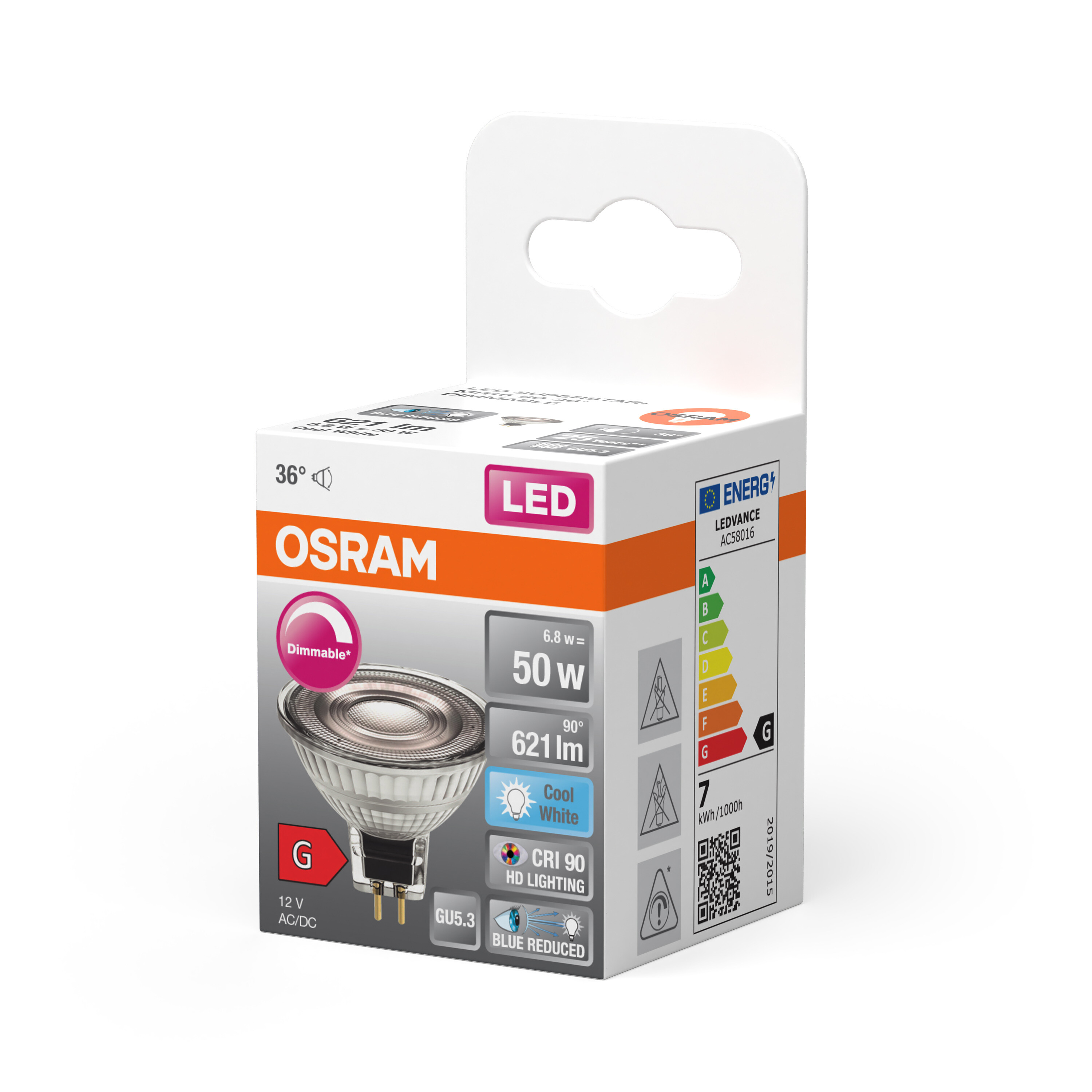 4058075613263 LEDVANCE LED SUPERSTAR PLUS GU5.3 LED Bulbs, Cool White, MR16 shape