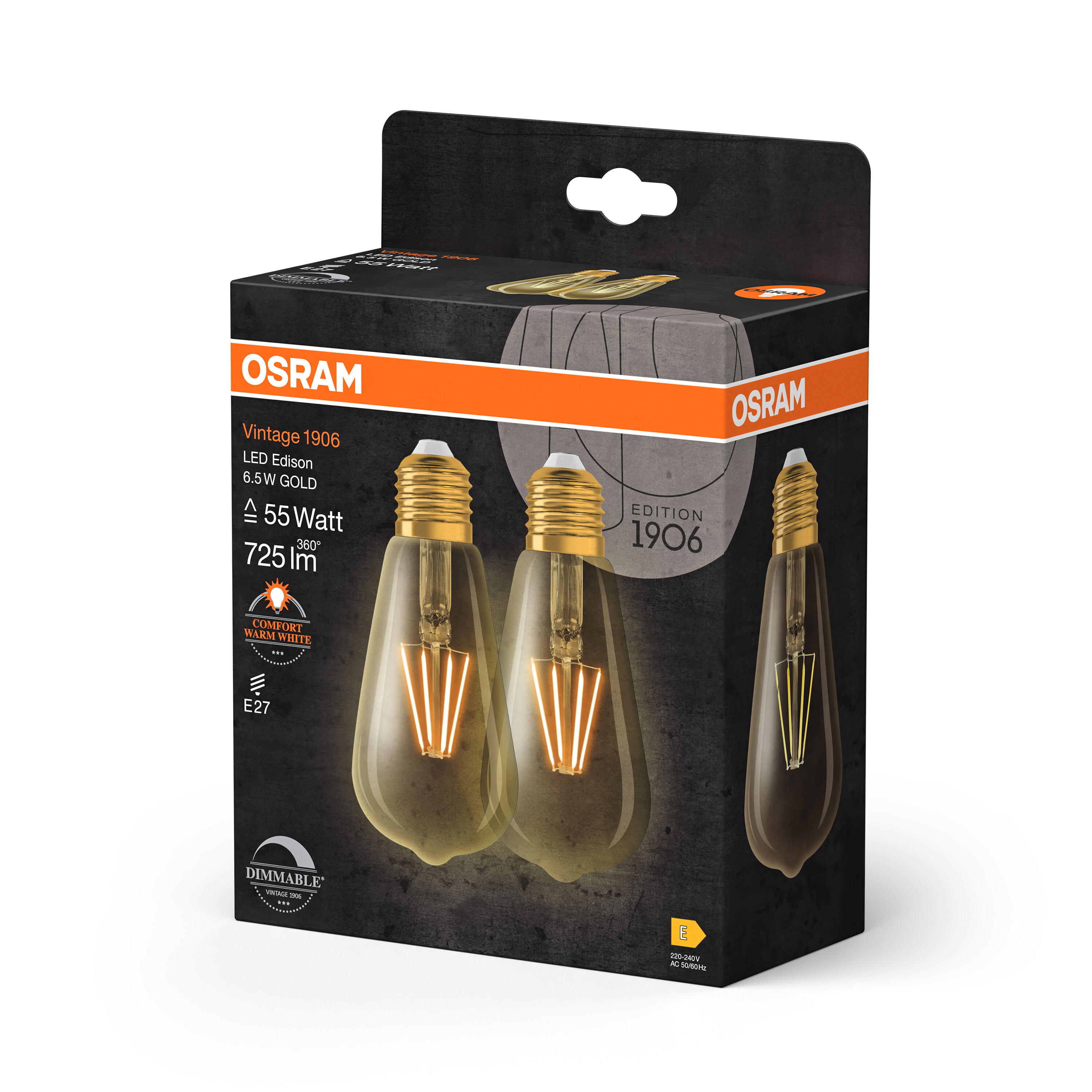 4058075754713 LEDVANCE Vintage 1906 E27 LED Bulbs, Warm White, Bulb shape