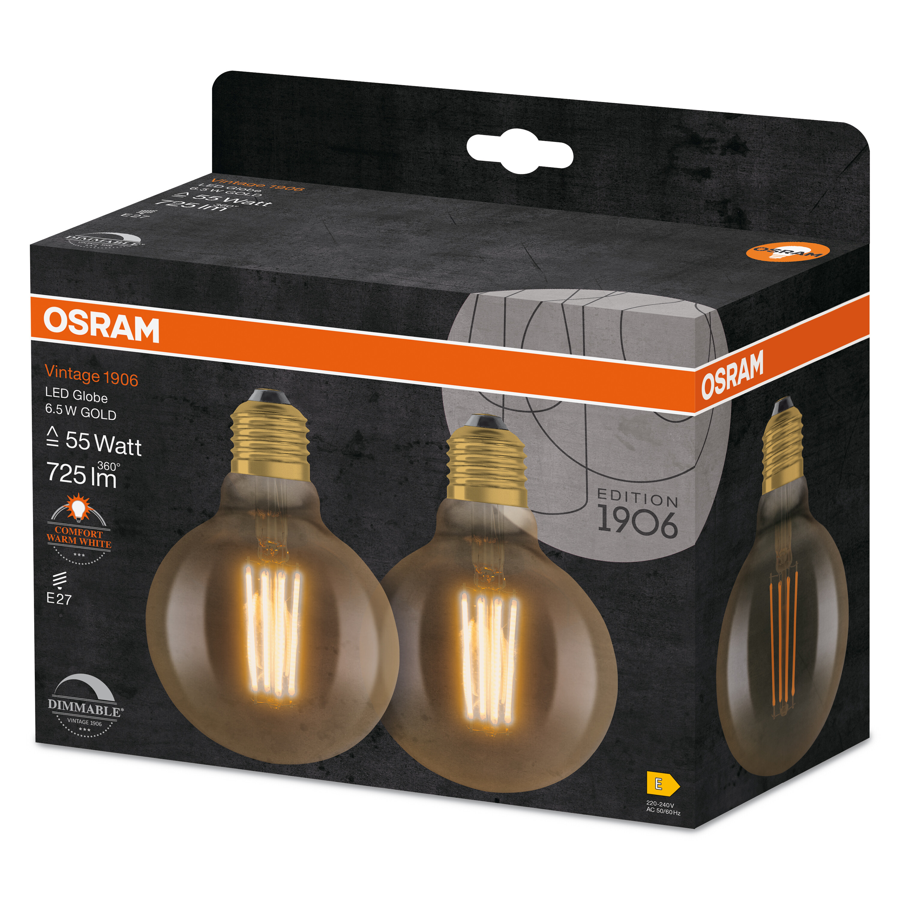 4058075754737 LEDVANCE Vintage 1906 E27 LED Bulbs, Warm White, Ball shape