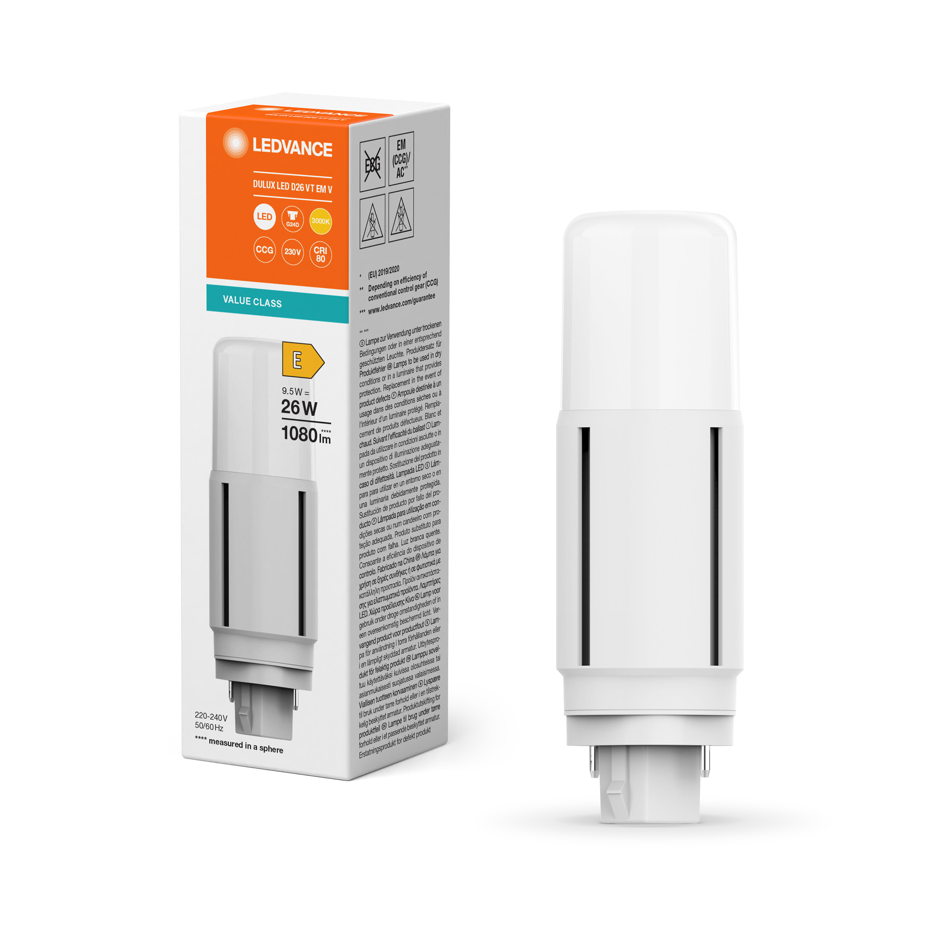 4058075821897 LEDVANCE DULUX G24d LED Bulbs, Warm White, Tubular shape