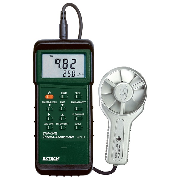 Extech 407113 Vane Anemometer, Measures Air Velocity, 35 m/s