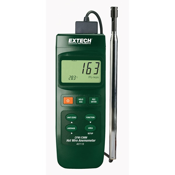 Extech 407119 Telescopic Vane Anemometer, Measures Air Velocity, 17 m/s