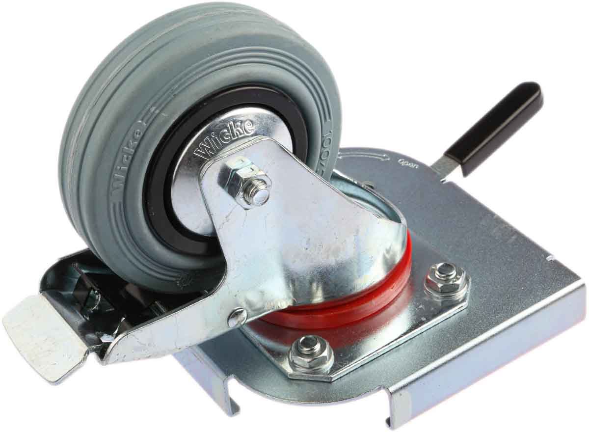 40742 Zarges Braked Swivel Castor Wheel, 90 kg Capacity, 100 mm Wheel