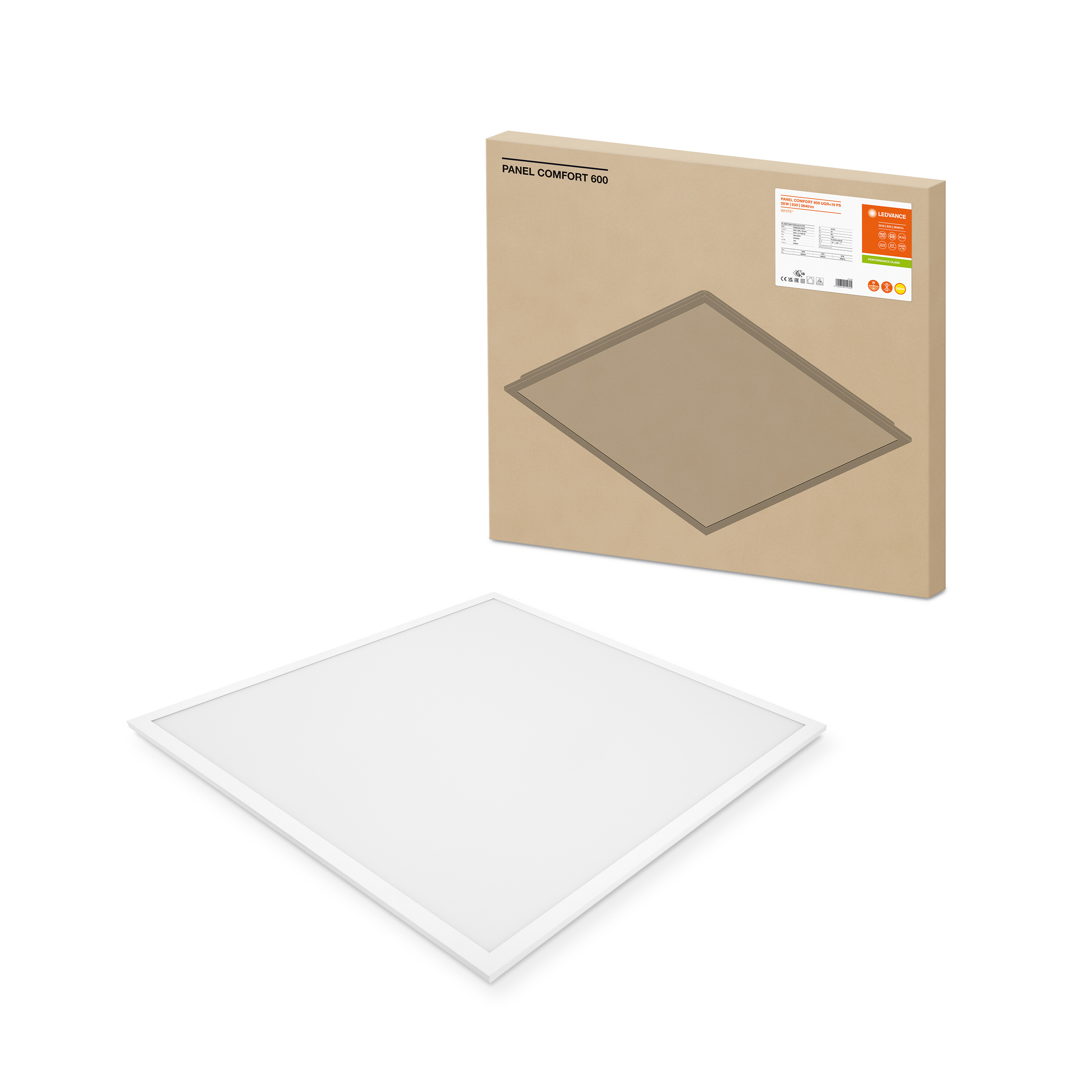 4099854014604 LEDVANCE 28 W Square LED Panel Light, Warm White, 3000K, L 595 mm W 595mm