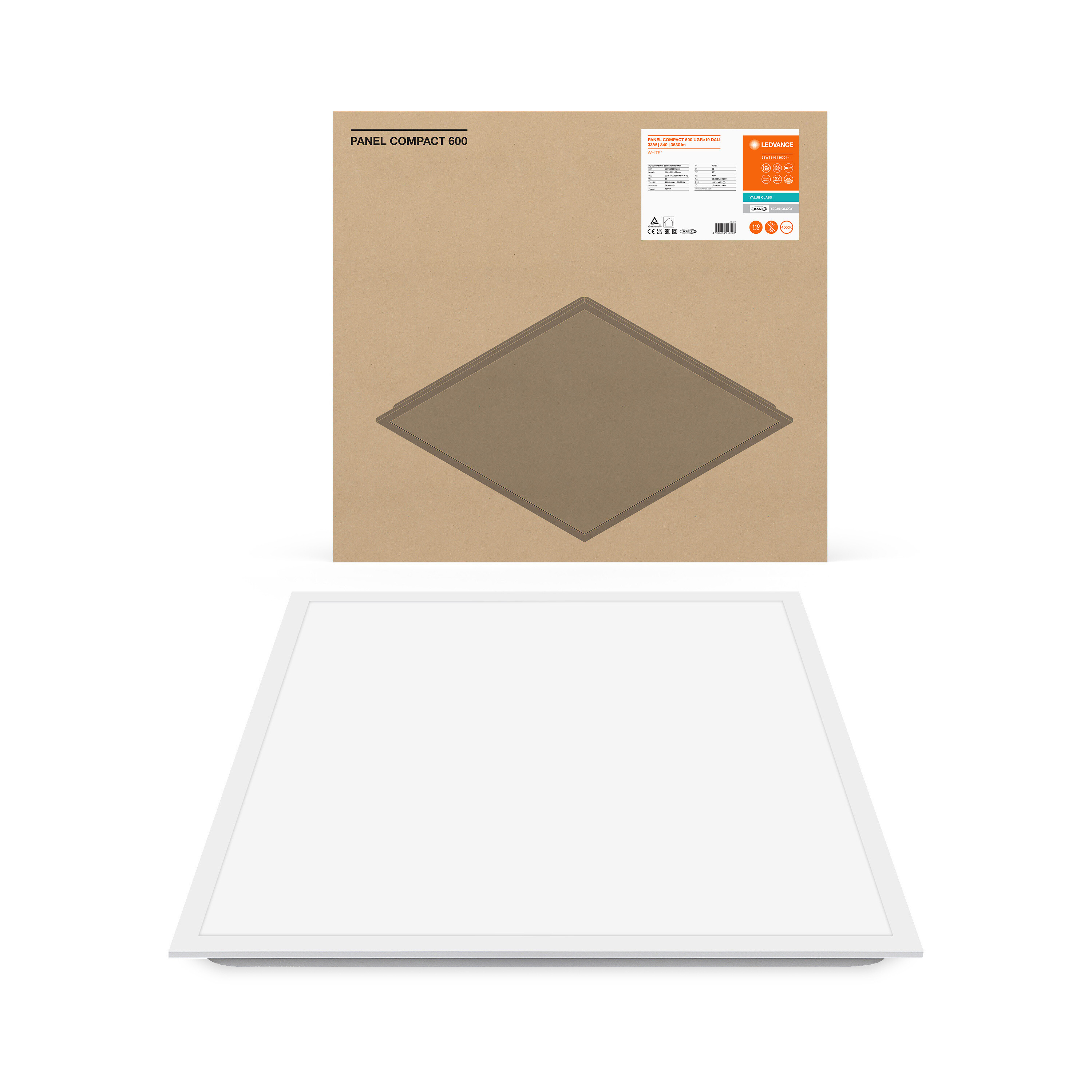 4099854017261 LEDVANCE 33 W Square LED Panel Light, Cool White, 4000K, L 595 mm W 595mm