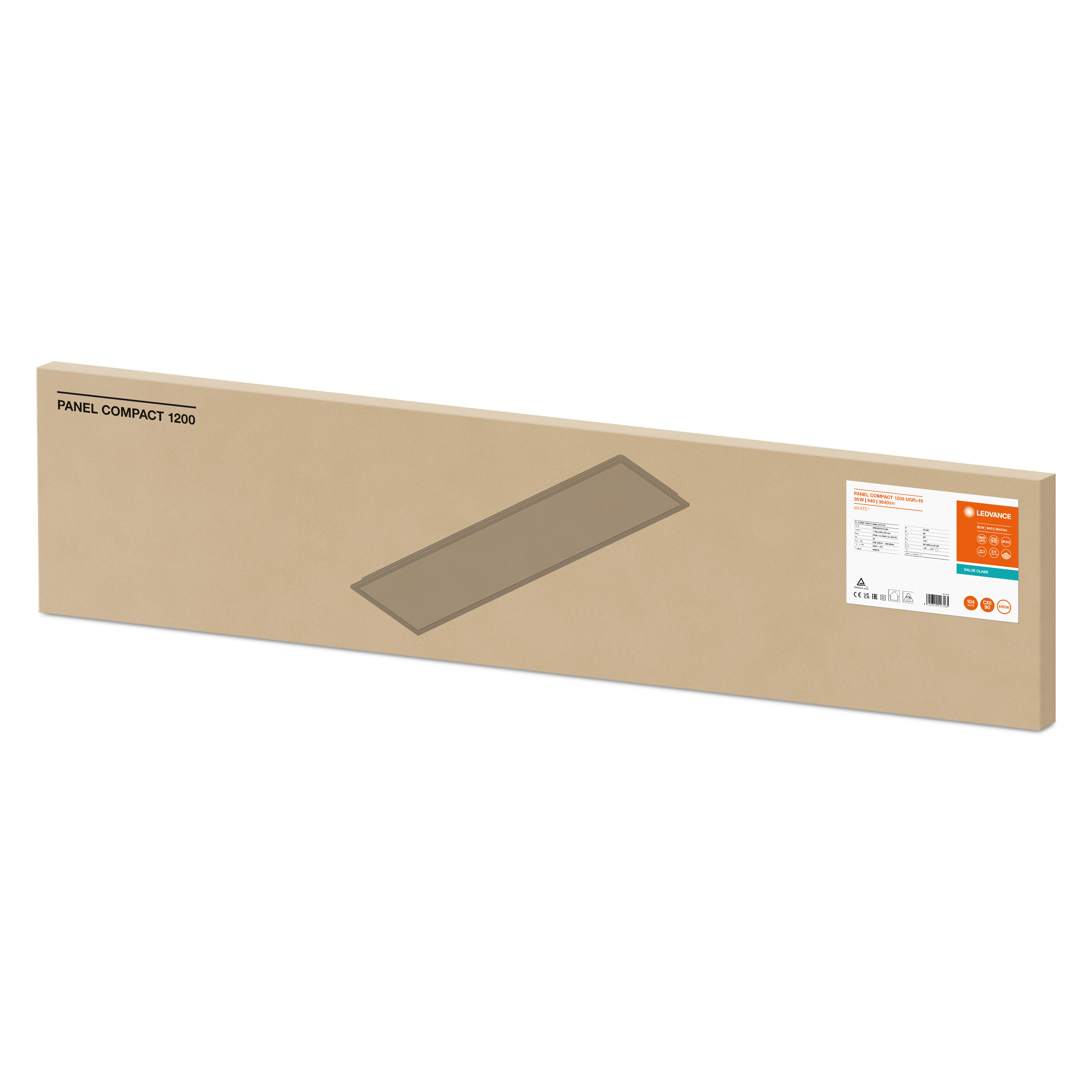 4099854017285 LEDVANCE 35 W Rectangular LED Panel Light, Cool White, 4000K, L 1.195 m W 295mm