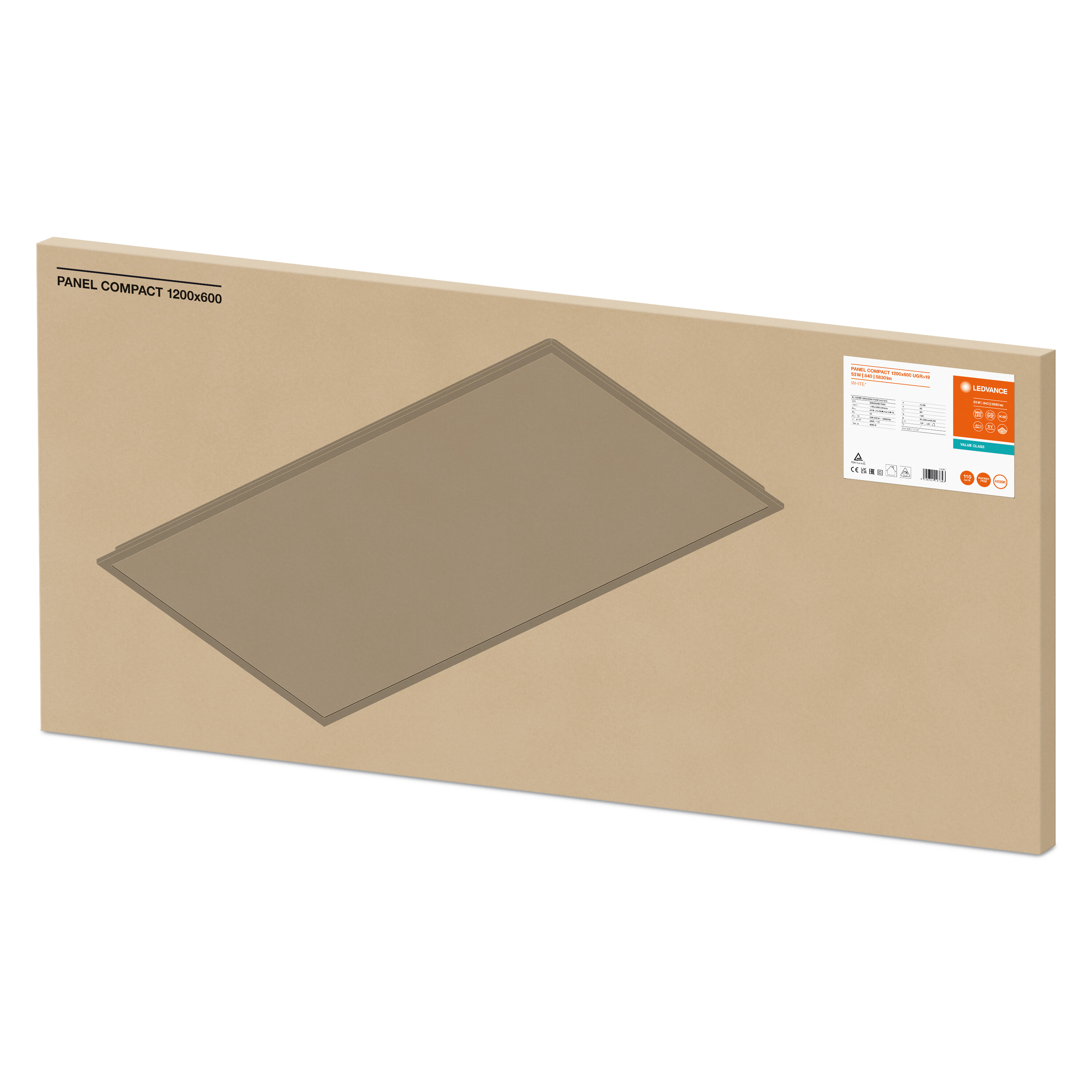 4099854017643 LEDVANCE 53 W Rectangular LED Panel Light, Cool White, 4000K, L 1.195 m W 595mm
