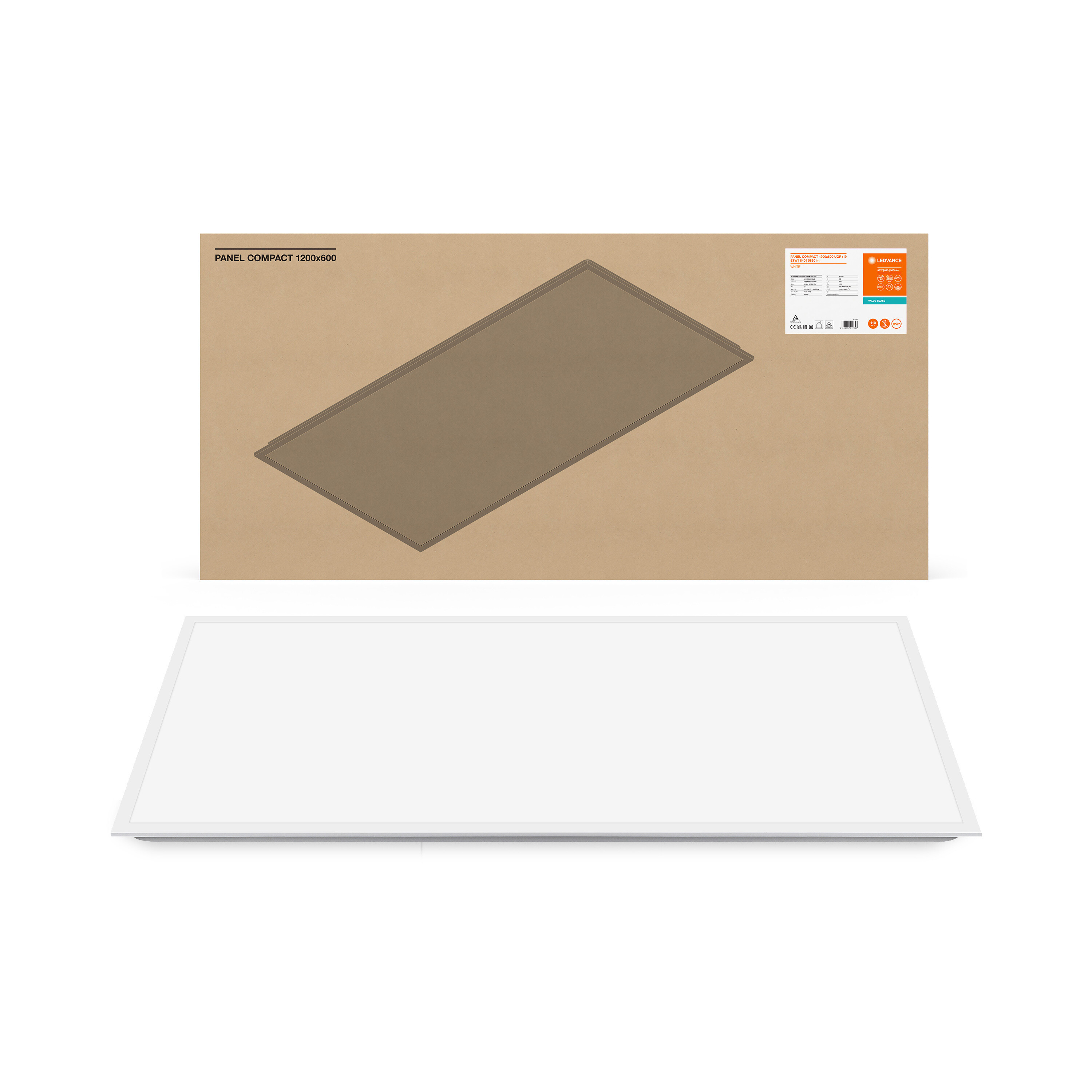 4099854017643 LEDVANCE 53 W Rectangular LED Panel Light, Cool White, 4000K, L 1.195 m W 595mm