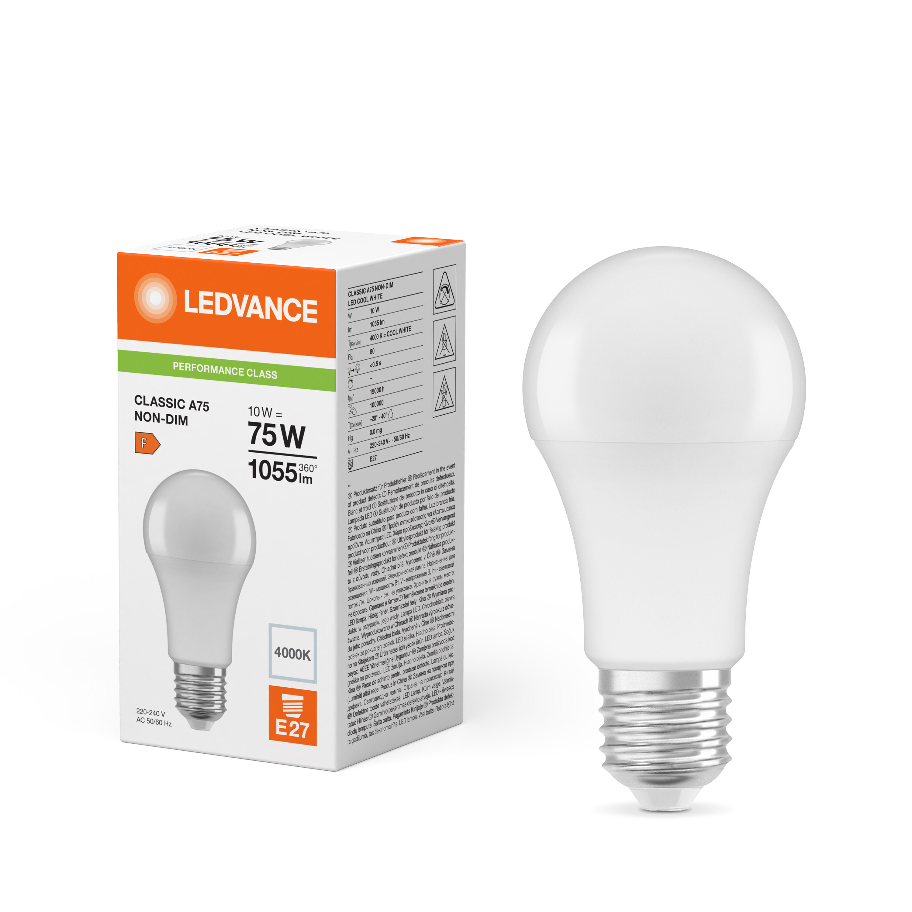 4099854048869 LEDVANCE Classic E27 LED Bulbs, Cool White, Classic Bulb shape