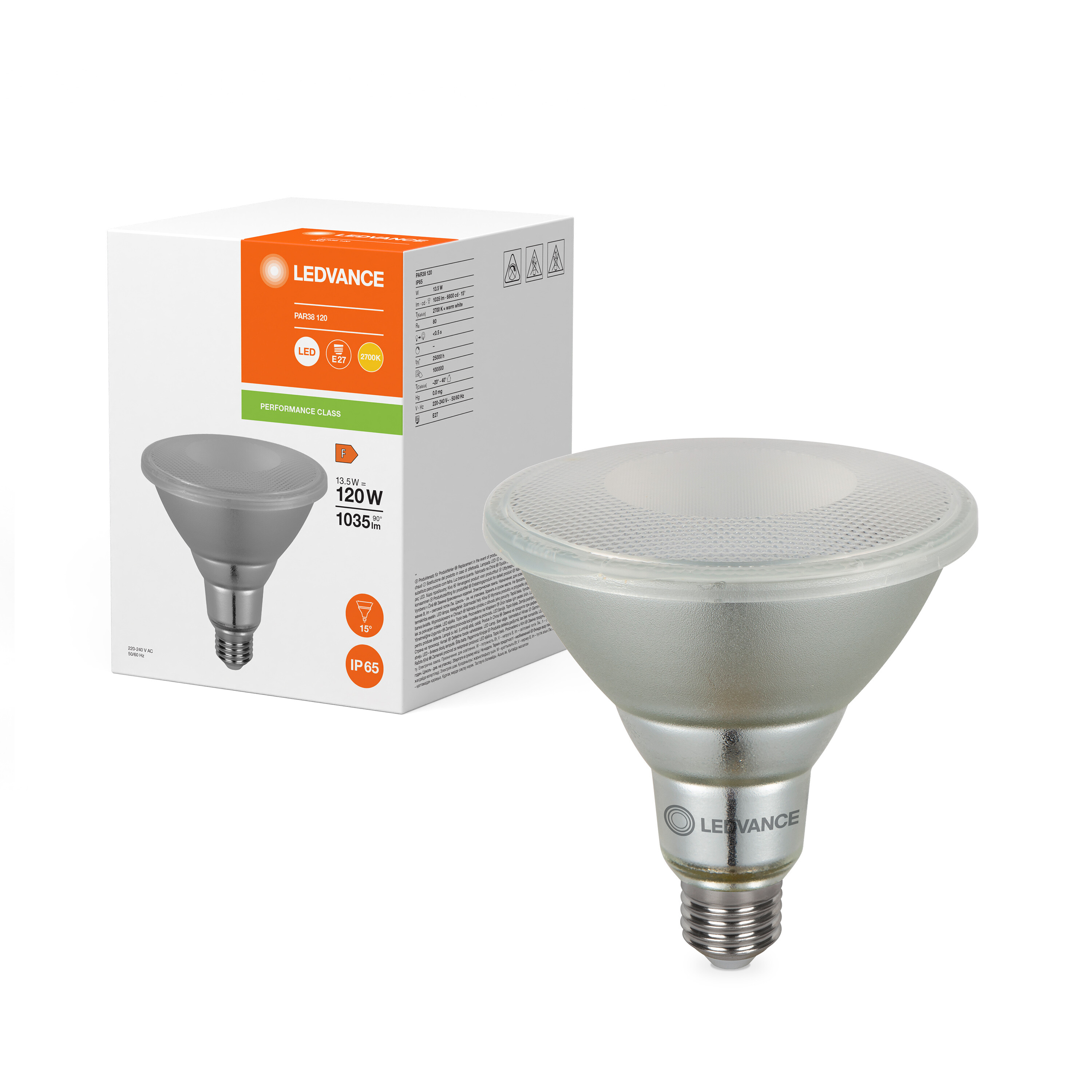4099854067808 LEDVANCE 40998 E27 LED Bulbs, Warm White, PAR 38 shape