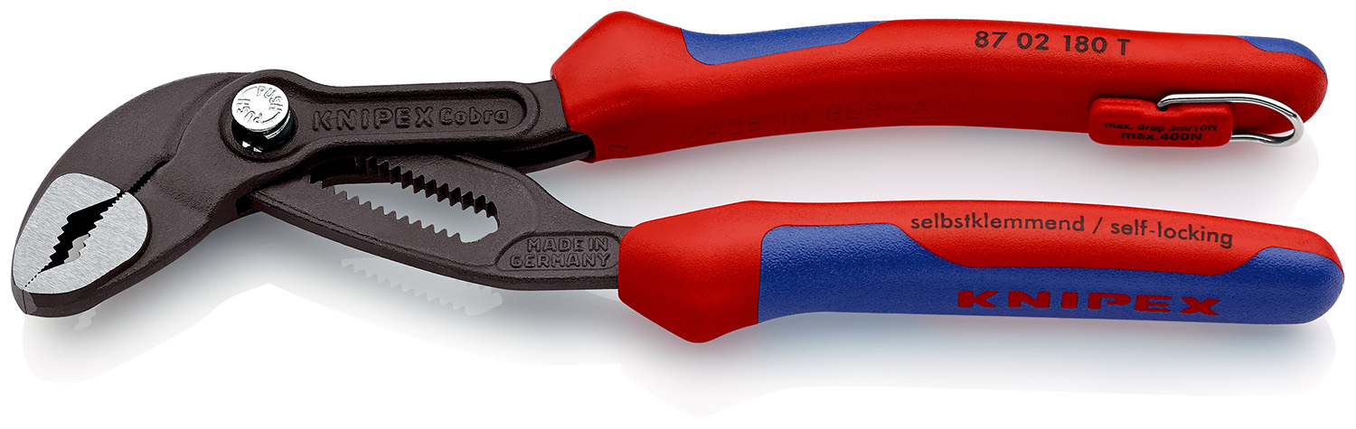 Knipex Cobra® Water Pump Pliers, 180 mm Overall, Angled, Straight Tip, 36mm Jaw