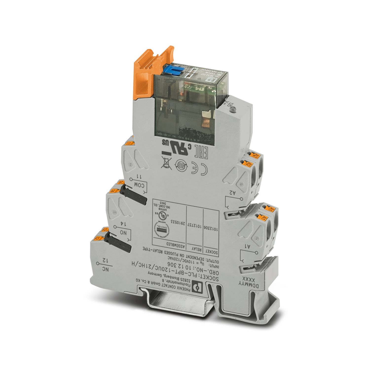 Phoenix Contact Relay Module, DIN Rail Mount, 120/110V ac/dc Coil, SPDT, 10mA Load