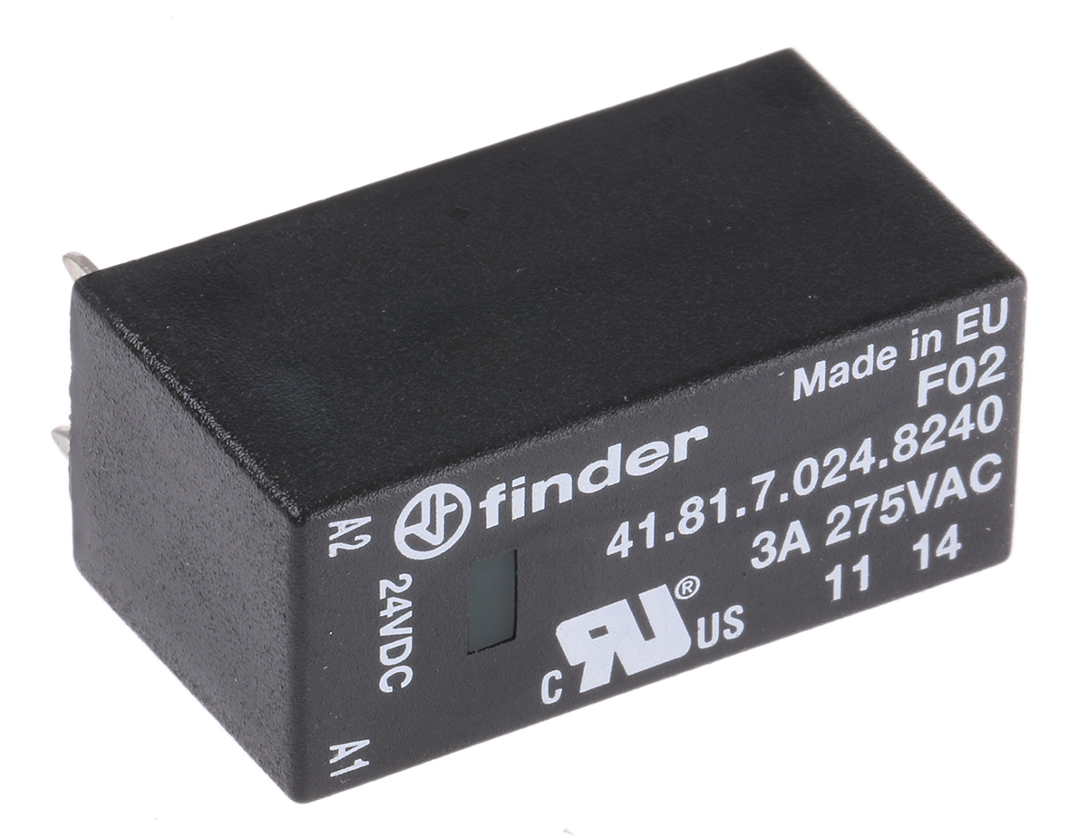 Finder 41 Series Solid State Relay, 3 A Load, PCB Mount, 240 V ac Load, 32V dc Control