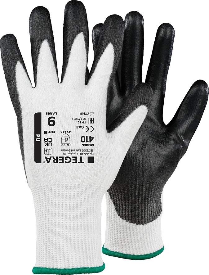 Tegera TEGERA Black, White HPPE, HPPE, Nylon, Nylon, Polyester, Polyester, Spandex, Spandex, Textile Work Gloves, Size