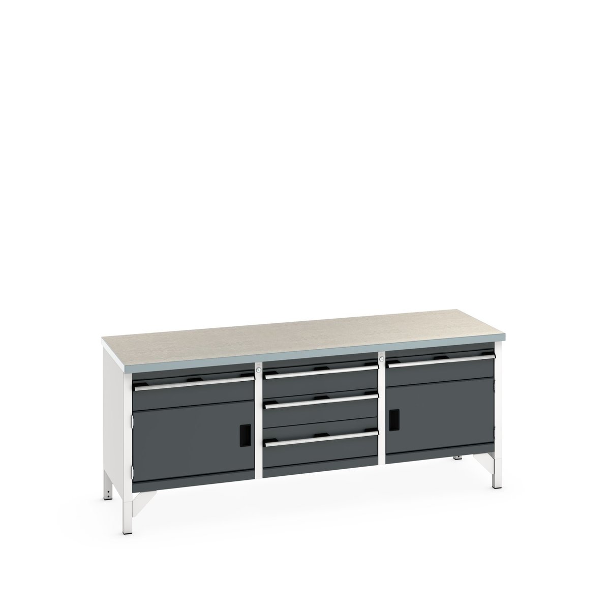 Bott 2 Door, 5 Drawer Sheet Steel Floor Standing Storage Cabinet 840 mm 2000mm, 750 mm