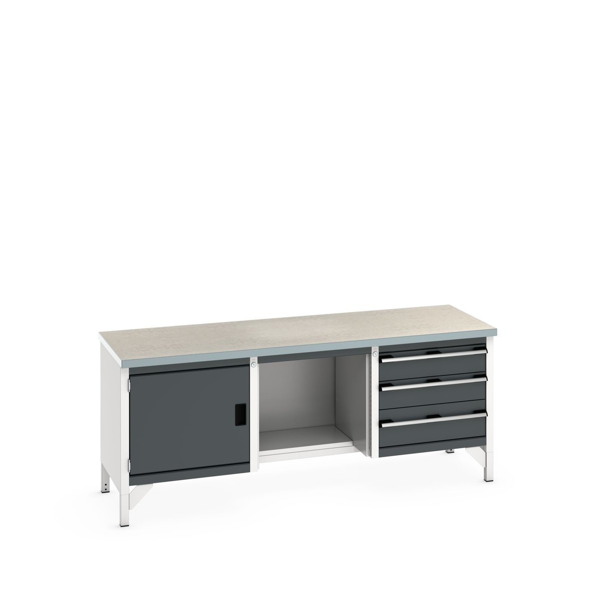 Bott 1 Door, 3 Drawer Sheet Steel Floor Standing Storage Cabinet 840 mm 2000mm, 750 mm