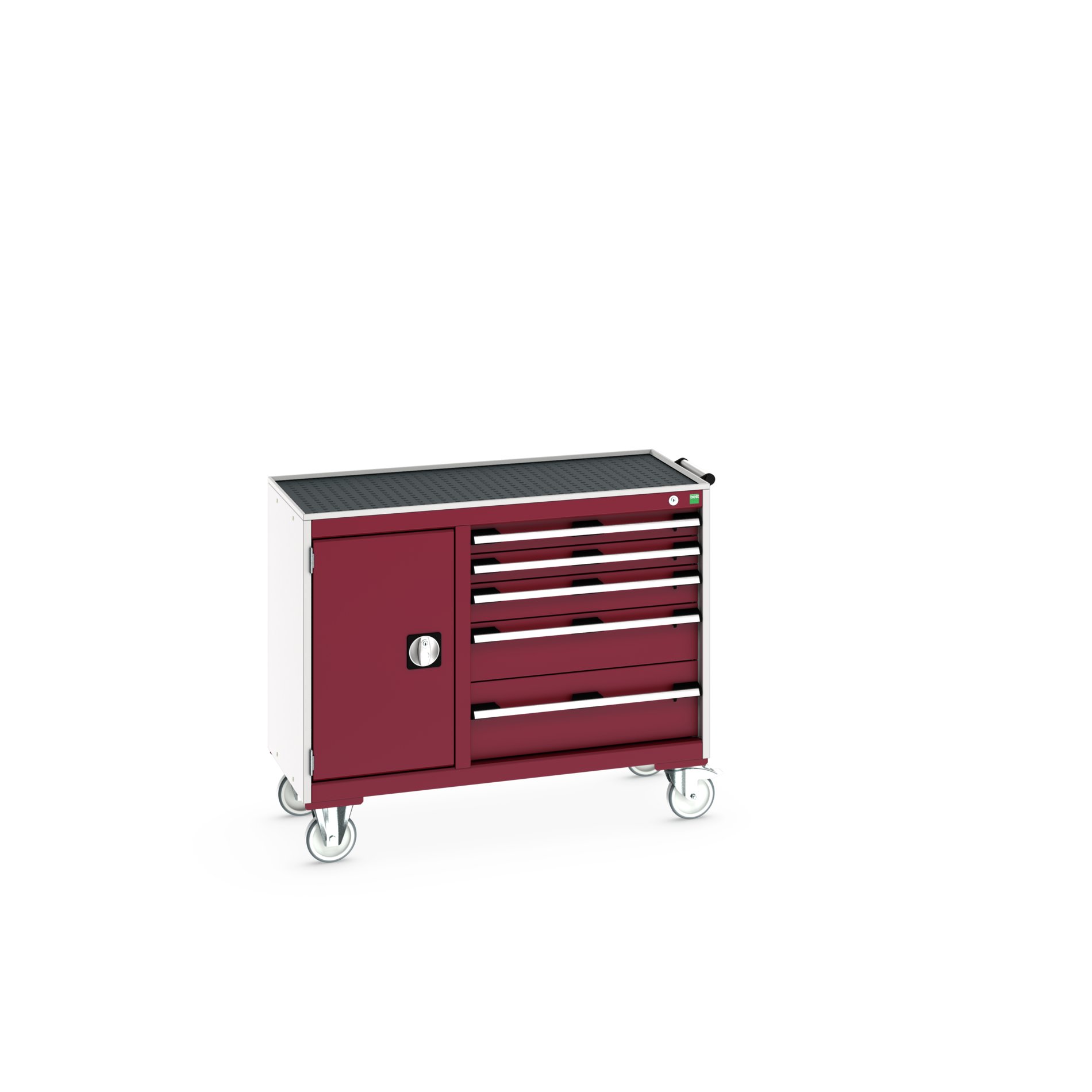 Bott 1 Door, 5 Drawer Sheet Steel Floor Standing Storage Cabinet 885 mm 1050mm, 525 mm