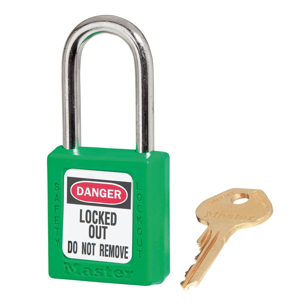 Master Lock Green 1-Lock Lockout Zenex Thermoplastic Safety Lockout Padlock, 6 mm