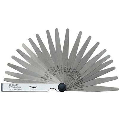 Vogel 411007 Hardened Spring Steel Feeler Gauge, 20 Blades