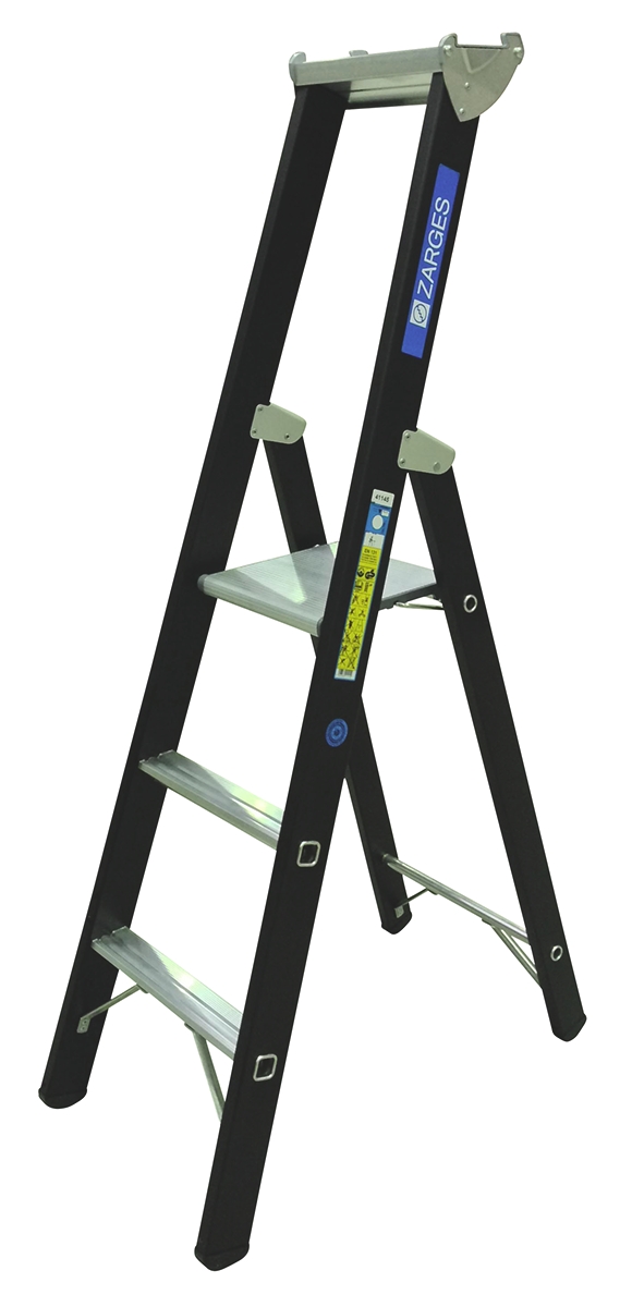 Zarges Aluminium 3 steps Step Ladder, 0.8m platform height, 1.59 m open length