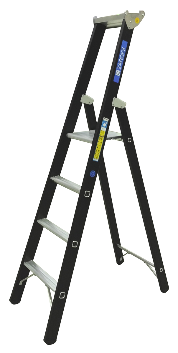 Zarges Aluminium 4 steps Step Ladder, 1.06m platform height, 1.87 m open length