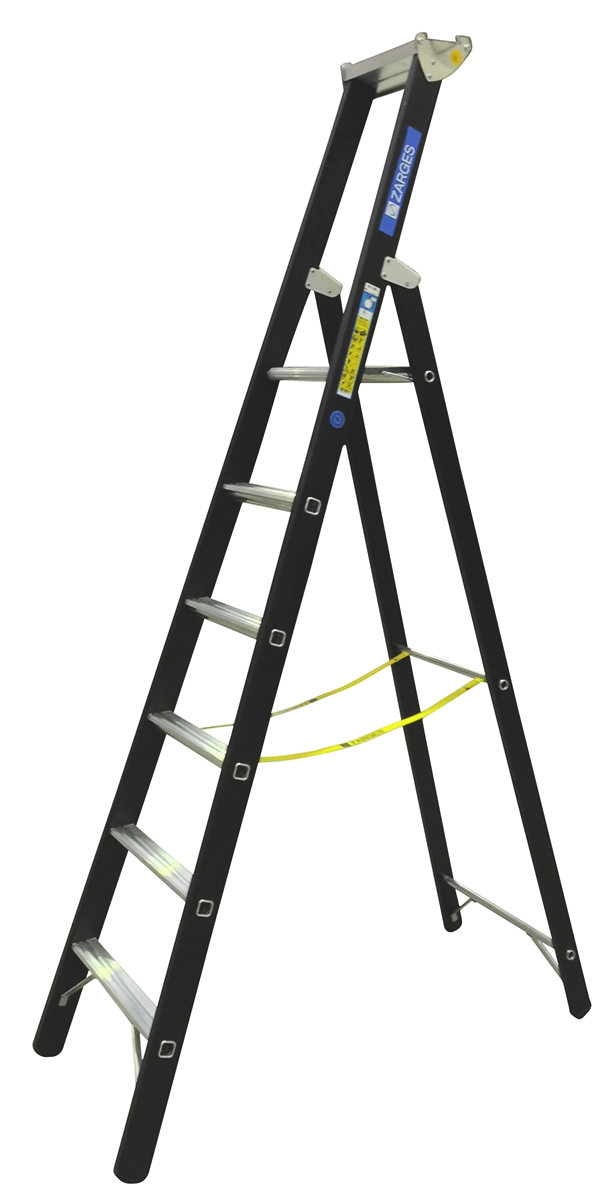 Zarges Aluminium 6 steps Step Ladder, 1.59m platform height, 2.43 m open length