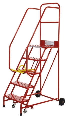 RS PRO 5 Tread Rubber, Steel Steps 1.25m Platform Height, Red