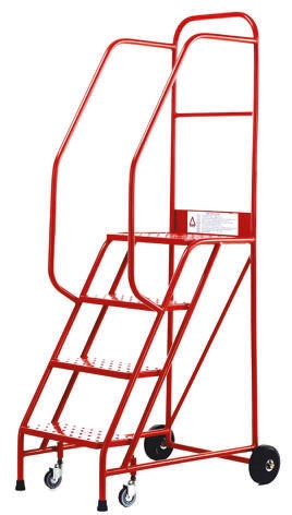 RS PRO 4 Tread Rubber, Steel Steps 1m Platform Height, Red