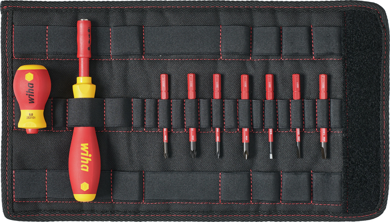 Wiha Phillips, Pozidriv, Slotted Interchangeable Insulated Screwdriver Set, 10-Piece