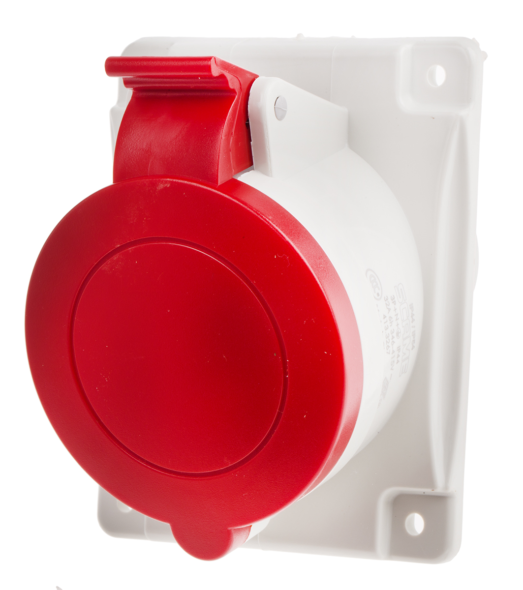 Scame, Optima IP44 Red Heavy Duty Power Connector, Panel Mount, 3P+N+PE, Rated At 32A, 415V