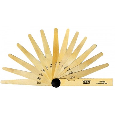 Vogel 414107 Brass, Stainless Steel Feeler Gauge, 20 Blades