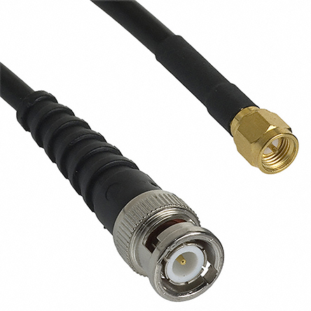 Cinch BNC, SMA Series, RG58 Coaxial Coaxial Cable 50 Ω, Black, Terminated