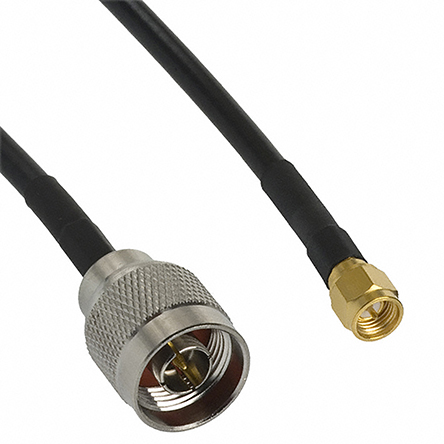 Cinch N Type, SMA Series, 609.6 mm, RG58 Coaxial Coaxial Cable 50 Ω, Black, Terminated