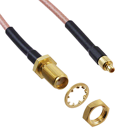 Cinch MMCX, SMA Series, 609.6 mm, RG316 Coaxial Coaxial Cable 50 Ω, Black, Terminated
