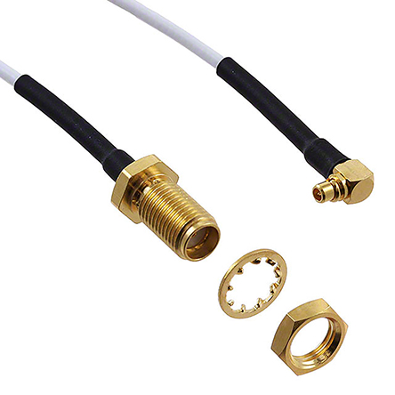 Cinch MMCX, SMA Series, RG178 Coaxial Coaxial Cable 50 Ω, Black, Terminated