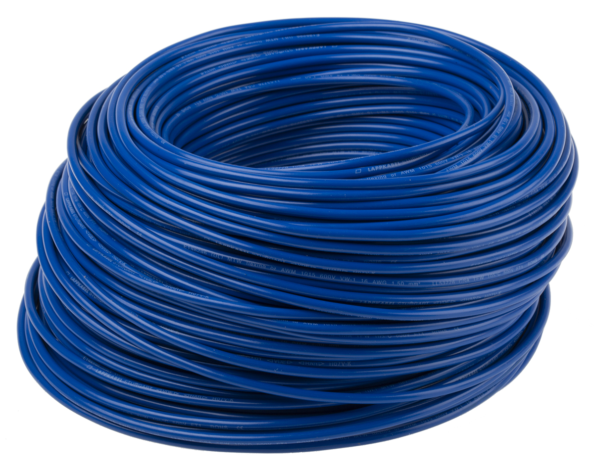 4160414 Lapp Blue 1.5 mm² Hook Up Wire, 100 m, , Polyvinyl Chloride