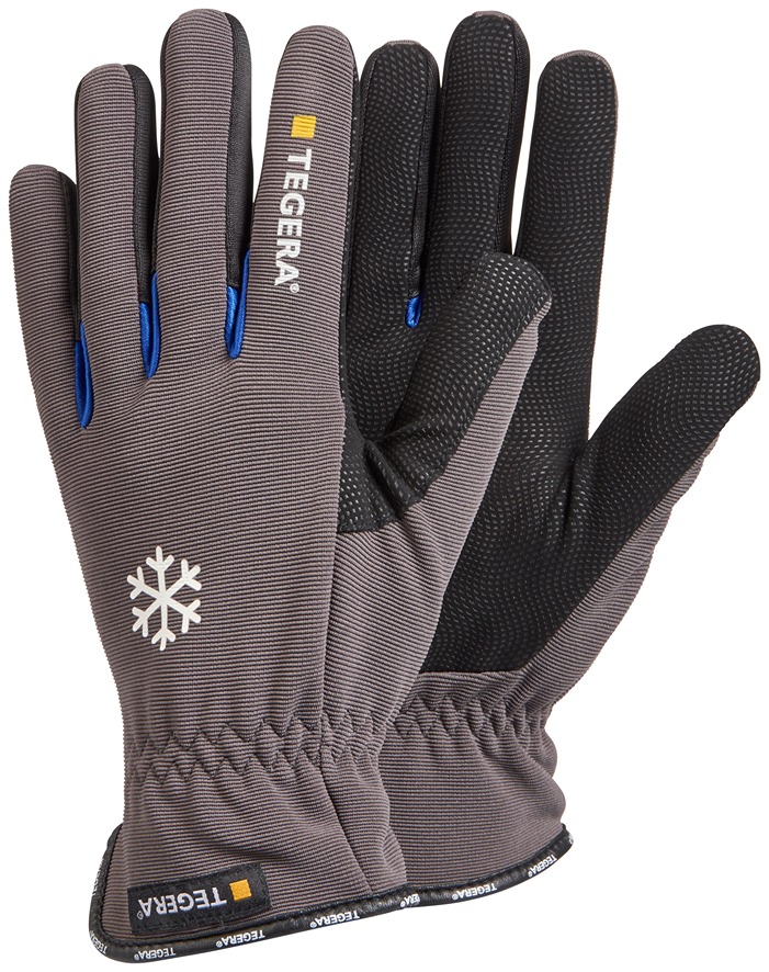 Tegera TEGERA Black, Blue, Grey Synthetic Leather Work Gloves, Size 9