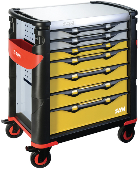 SAM 7 Drawer Wheeled Tool Trolley, Stainless Steel